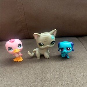 Littlest Pet Shop Pink, Tan, and Blue Animal Figures